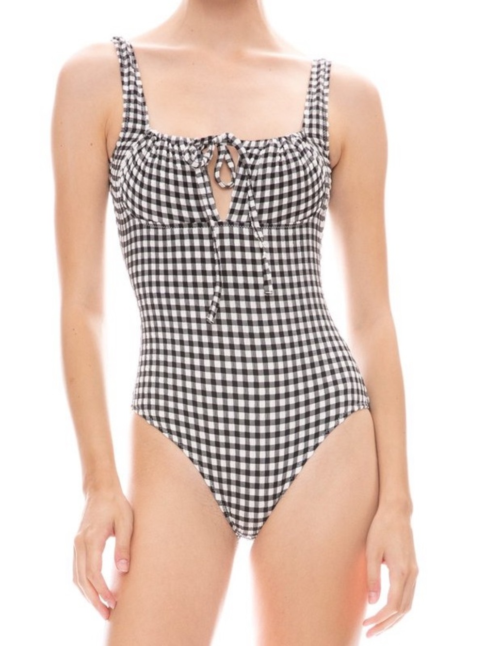 SOLID & STRIPED Black and White Gingham One-Piece Swimsuit